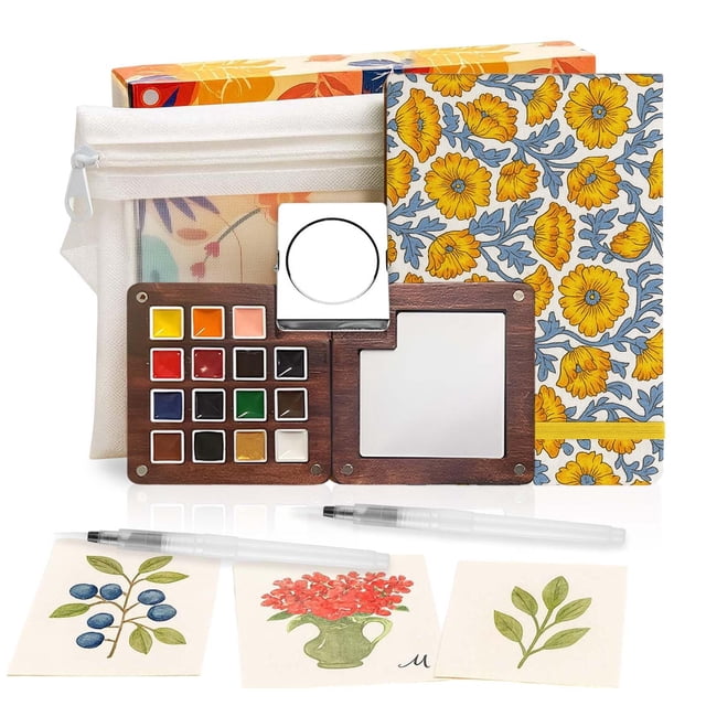 Juego de Pintura Acuarela GOOTXUSK Mini 15 Colores con Libro y Bolsa