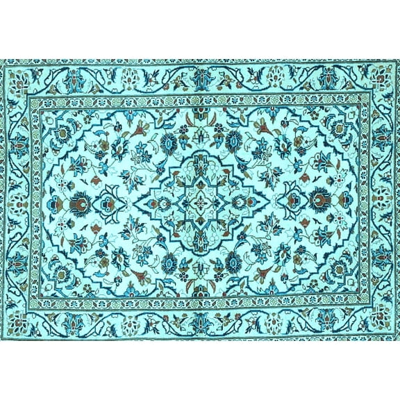 Ahgly Company Indoor Rectangle Persian Light Blue Traditional Area Rugs, 5' x 7'
