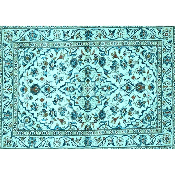 Ahgly Company Indoor Rectangle Persian Light Blue Traditional Area Rugs, 7' x 10'