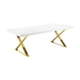 thumbnail image 4 of Pangea Home Alexa Lacquer & High Polished Steel Metal Dining Table in White/Gold, 4 of 4