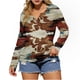 thumbnail image 3 of TaTaai Retro Print T-Shirt Soft Loose Women's Fashion Western Pattern Round Neck Long Sleeve Button Accent Casual Spring Daily Versatile Top Gift, 3 of 5