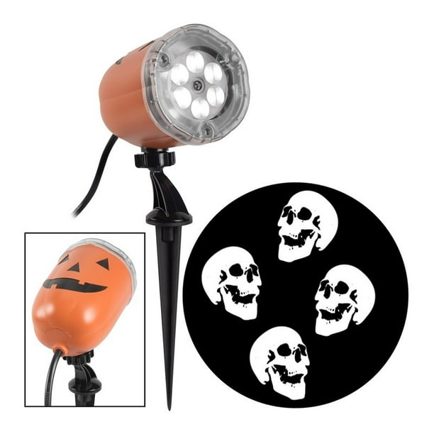 Gemmy Industries Multicolor LED Scary Skull Lawn Stake Halloween Light ...