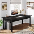 thumbnail image 3 of Tribesigns 63-Inch Executive Desk, Modern Office Computer Desk with Metal Sturdy Frame, Farmhouse Writing Table for Home & Office (Black), 3 of 8
