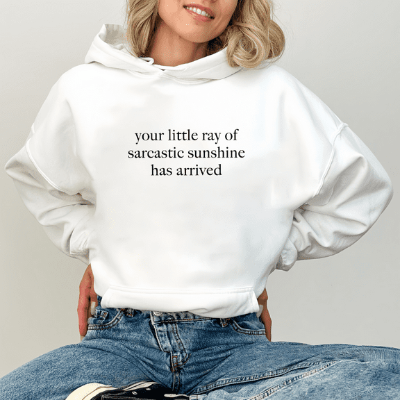 Long-sleeved Hooded "Sunshine" lettered graphic T-shirt top cotton breathable Casual White,S-2XL