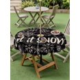 thumbnail image 3 of Outdoor Tablecloth with Umbrella Hole and Zipper, Christmas Snowflakes Round Table Cloth 60 Inch Waterproof Tablecloth, Winter Xmas Flower Textured Black Picnic Table Cover for Patio Camping, 3 of 7