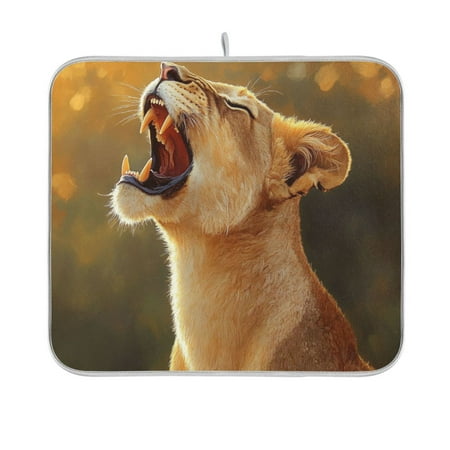 

BZSMCE Dish Drying Mat Lioness Showing Teeth Design Drying Mats