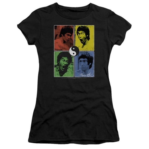 Bruce Lee Enter Color Block S/S Junior Women's T-Shirt Sheer Black