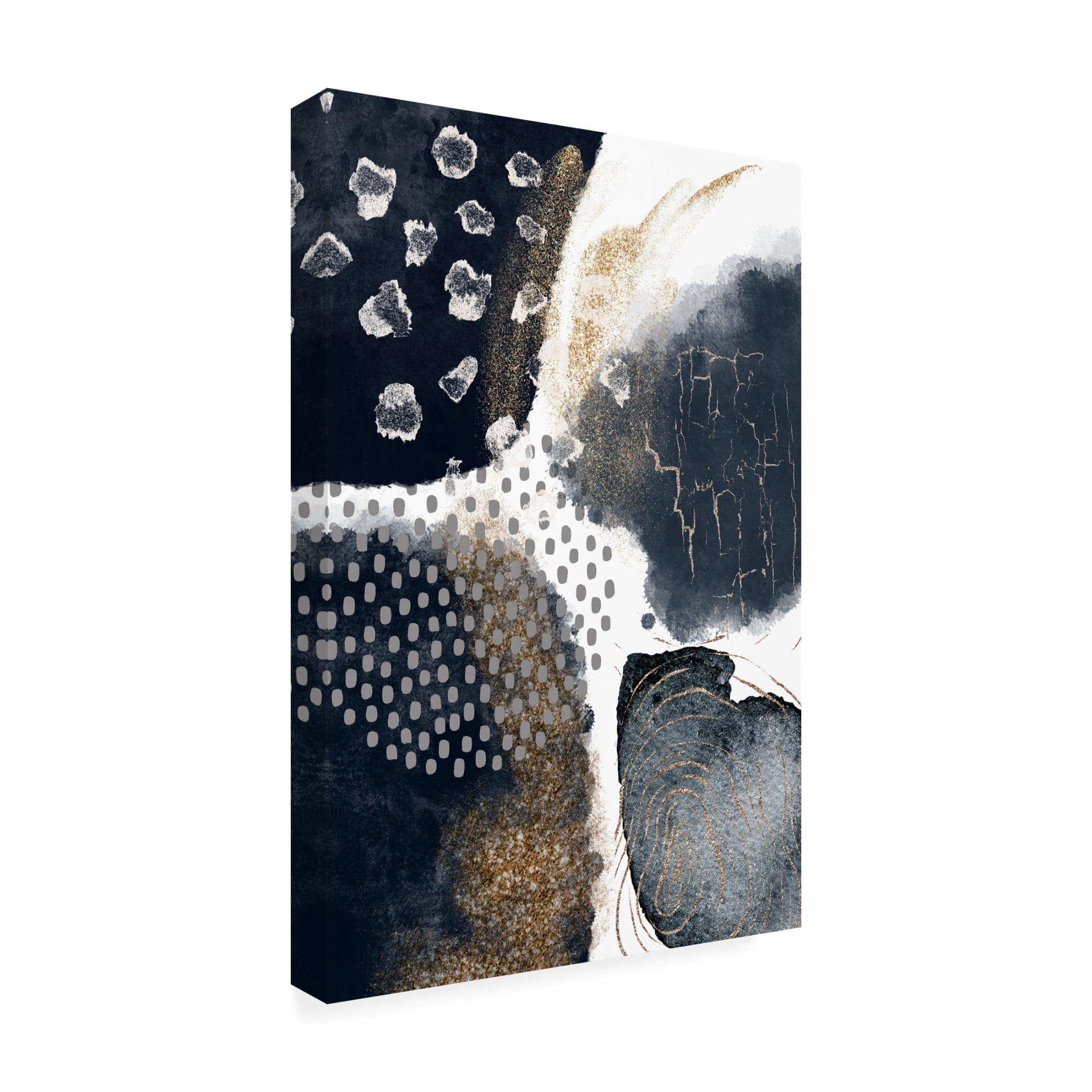 Trademark Fine Art Sally Ann Moss Abstract Black and Gold 1 Canvas Wall Art