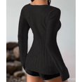 thumbnail image 6 of Women'S Boat Neck Cable Knit Sweater, Long Sleeve Off Shoulder Ribbed Slim Fit Pullover Tops Cute Fall Outfits Black L, 6 of 7