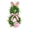 thumbnail image 3 of JHEHF 17.7" Easter Bunnies Wreath Rabbit Shaped Rustic Farmhouse Front Door Garland Wall Window Hanging Ornament Spring Festival Wreath Decorations, 3 of 8