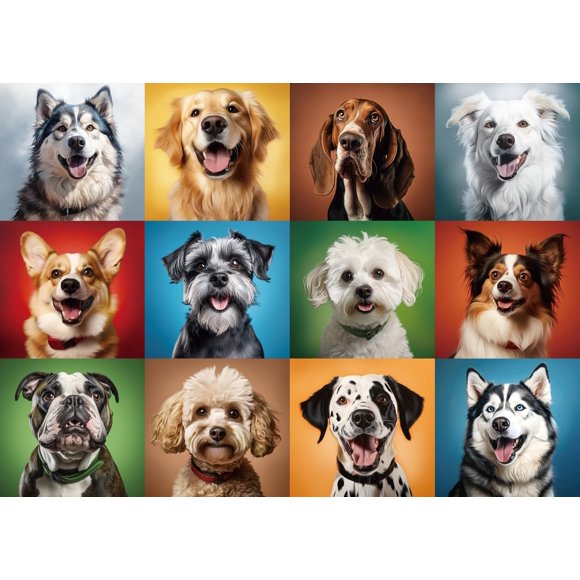 Rompecabezas Nattork de 1000 piezas, perros coloridos, 70 x 50 cm