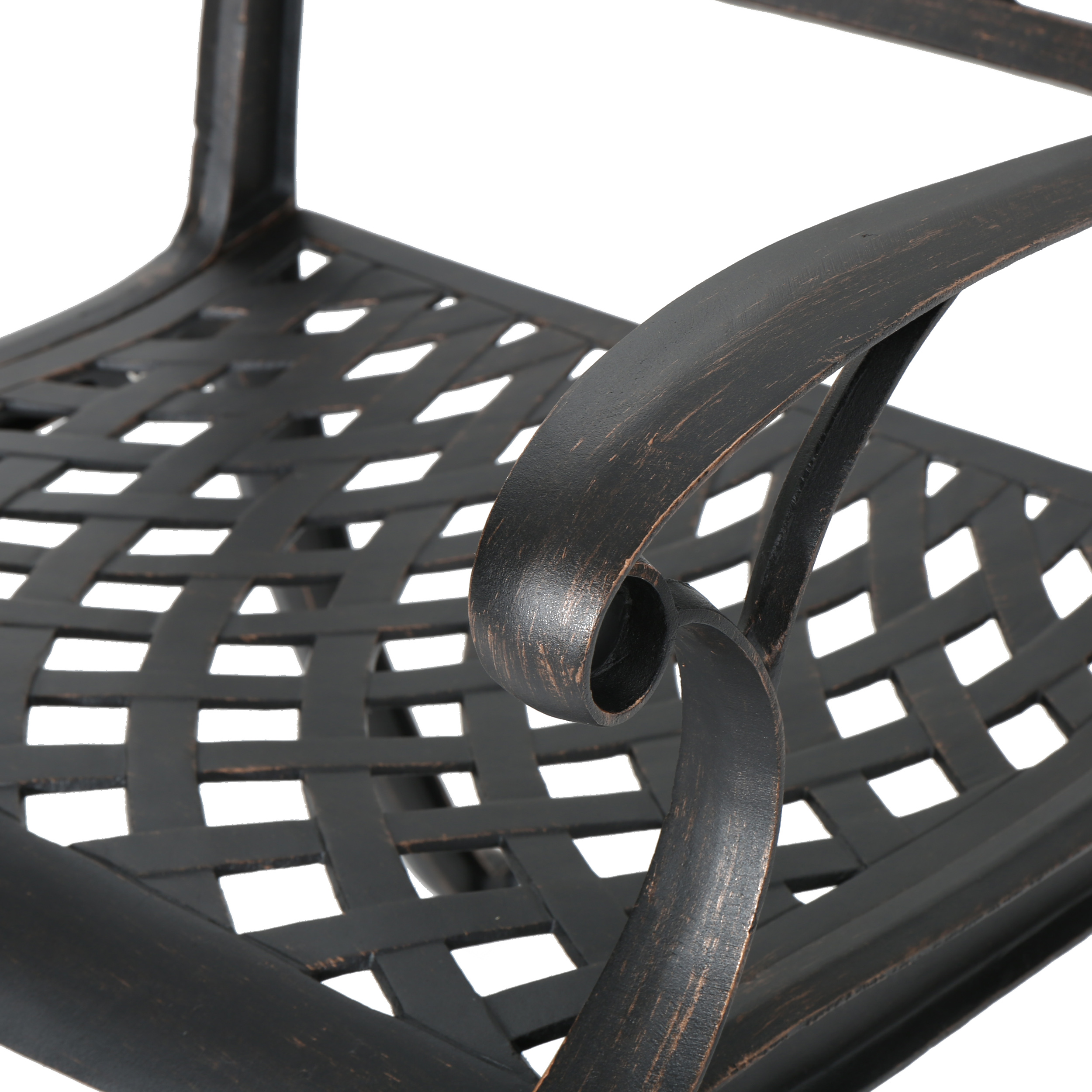 Atlanta Outdoor 5 Piece Cast Aluminum Square Dining Set, Shiny Copper Finish