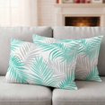 thumbnail image 2 of Lumbar Pillow Covers 20x12 Inch Set of 2, Teal Palm Leaves Waterproof Outdoor Pillow Covers, Summer Minimalist Tropical Botanical Gray Decorative Cushion Pillowcases for Patio Garden Couch Bed, 2 of 9