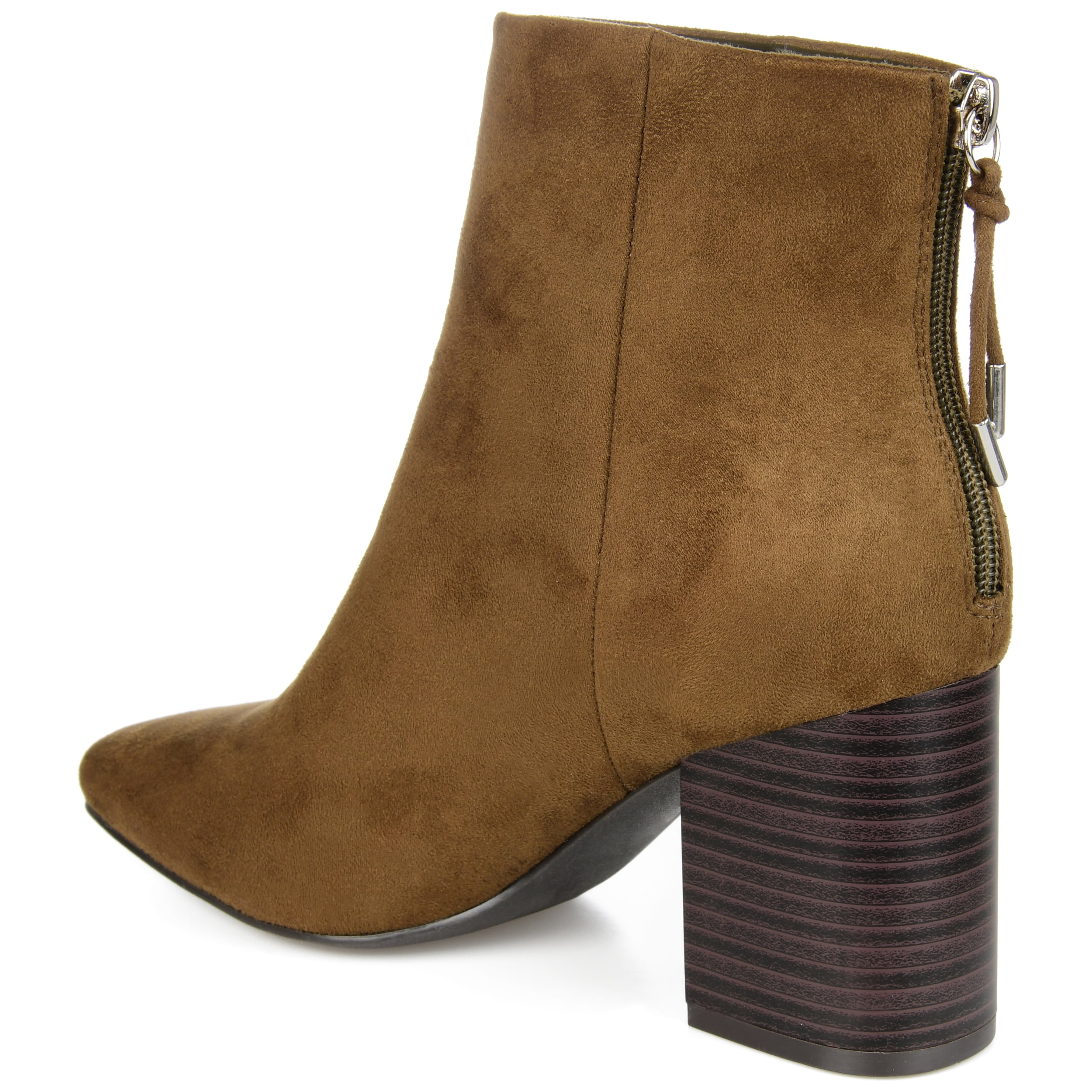 Journee Collection Womens Audrina Tru Comfort Foam Back Heel Zip Stacked Heel Booties