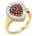 thumbnail image 4 of 10K Yellow Gold 1ct TDW Round Treated Ruby Gemstone and Baguette Diamond Ballerina Cluster Ring (H-I ,SI1-SI2), 4 of 5