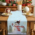 thumbnail image 4 of Christmas Cotton Linen Table Runner Winter Xmas Snowman Pine Tree Snowflakes Light Blue Dining Table Runners for Home Decor Party Dining Room Restaurant Kitchen Party 13" x 72", 4 of 9