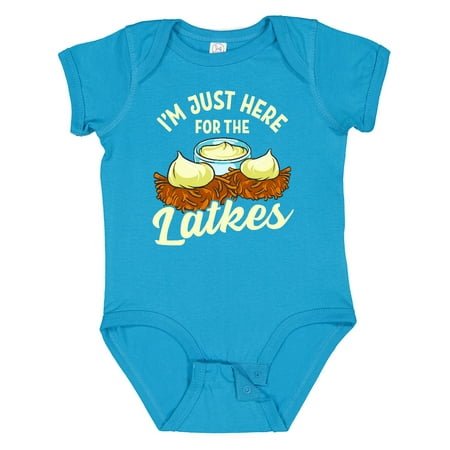 

Inktastic Hanukkah Funny Here for Latkes Gift Baby Boy or Baby Girl Bodysuit