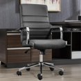 thumbnail image 7 of Office Desk Chair Leather, Conference Room Chairs with Wheels, Modern Executive Office Chairs Adjustable Height, Ergonomic Swivel Rolling Ribbed Computer Chair(Black), 7 of 7
