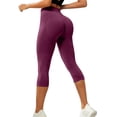 thumbnail image 2 of Capri Leggings Anti Cellulite Compression 3D Leggings Women,Tummy Control with Resistance Bands Yoga Capri Legging Wine S, 2 of 5