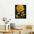 thumbnail image 3 of Chilfamy   Golden Yellow Flowers Canvas Wall Art for Bedroom Bathroom Living Room Wall Decoration Framed Brass Color Rose Wall Decor for Home Kitchen Wall Black Gold Floral Prints 12x16 in, 3 of 5
