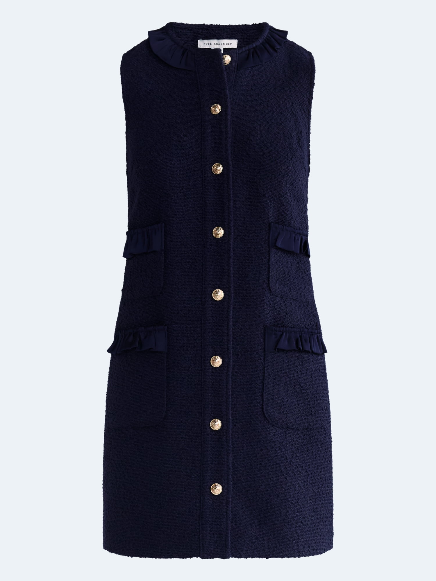 Free Assembly Women's and Women's Plus Sleeveless Button Front Combo Shift Dress, Sizes XS-4X