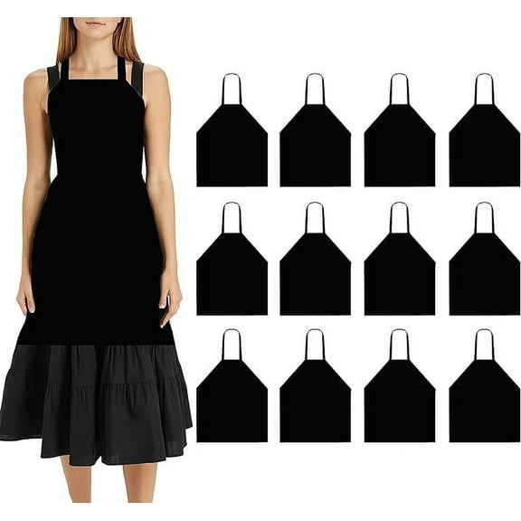 Linteum Textile Chef Bib Apron Black – Unisex Multipurpose Commercial Apron for Home, Restaurants and Commercial Kitchens 12 Pack, 28 x 32