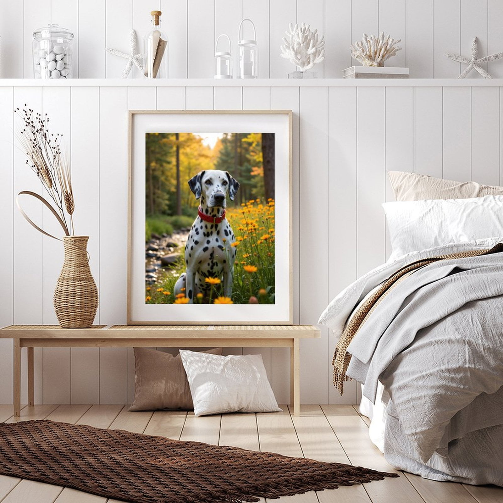 Diamond Art Kit for Adults, Dalmatian Flower Stream Scene Diamond Painting for Adults Beginners, 5D DIY Diamond Art Painting Kits, Colorful Diamond Painting Craft for Home Decor 12x16