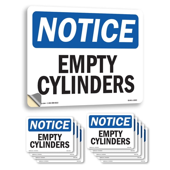 Empty Cylinders OSHA Notice Vinyl Decal Label 14 Inch x 10 Inch - 10 Pack