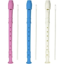 3 Pack 8 Hole Soprano Recorders Descant Flute With Cleaning Rod German Style for Chrildren Kids Beginner Graduation or Back to School Gift (blue, pink, white)
