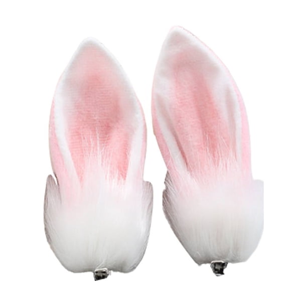 par de pinzas para el pelo con orejas de peluche de conejito para niñas, horquilla para el pelo, accesorios para el cabello para disfraz de Halloween MFZFUKR BST2000876-2