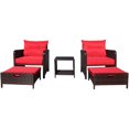 VIXLON 3 Piece Patio Wicker Rattan Conversation Set Cushioned Patio