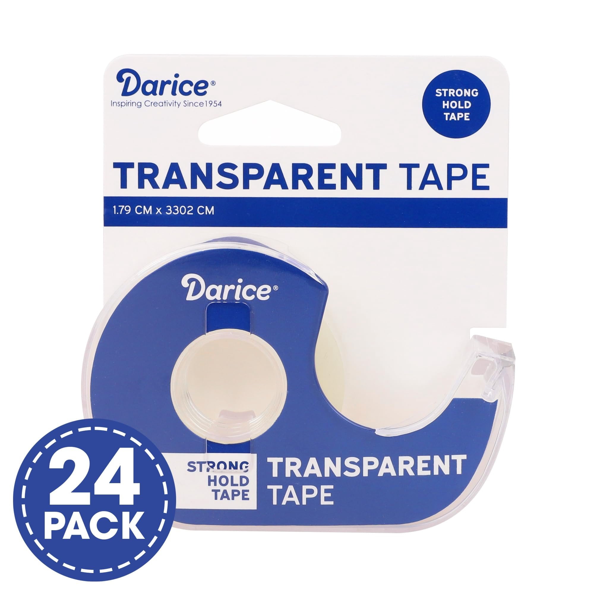Darice Transparent Tape with Dispenser - 24 Pack Clear Tape, 0.7" x 36 Yds, 1-Inch Core, Smooth Cutting, Durable Adhesive for Office, Home, School, Arts & Crafts, and Gift Wrapping Tape