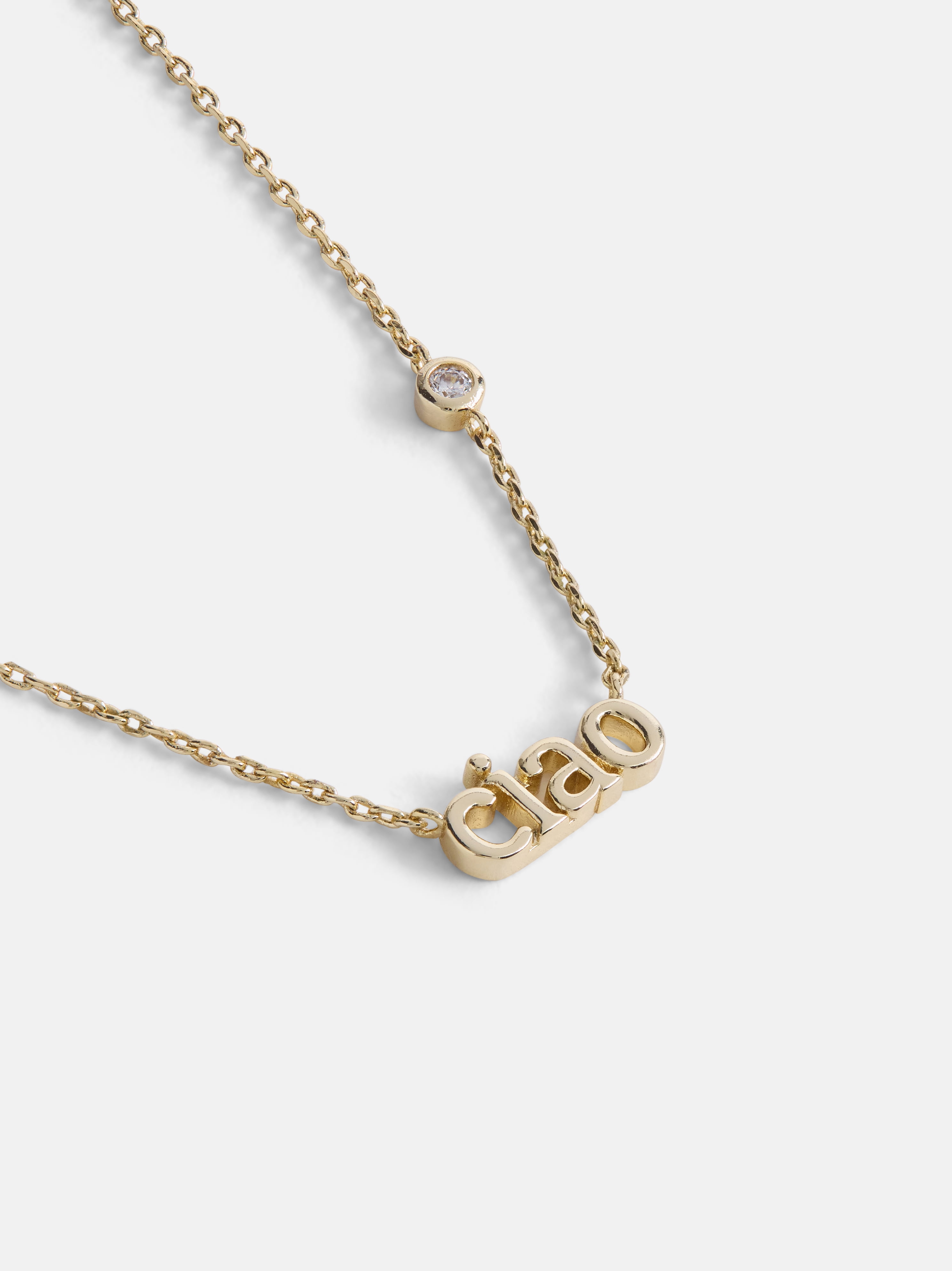 Free Assembly Women's Demi Fine 14K Gold Plated Cubic Zirconia "Ciao" Necklace, 16" + 2" Extender