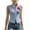 Light Blue04, variant on Karymi Blouses for Women Red Rose Print Sleeveless Vest, Stand Collar Full Zip Front Slim Fitted Cropped Waistcoat, Casual Layering Jacket Cute Tops for Women