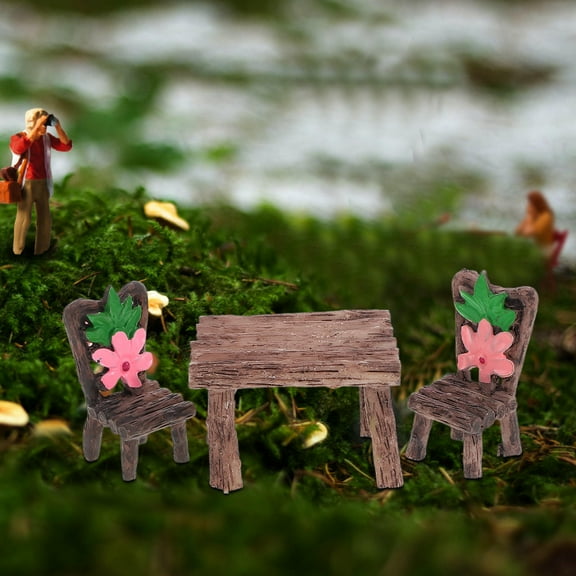 AURARMLET 2 Sets Dollhouse Patio Furniture Resin Table and Chairs Compact Design for Crafts