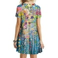 thumbnail image 4 of Puntoco Vestido De Manga Corta Para Mujer Vestido De Cuello Redondo Con Estampado Floral Vestido De Cuello Redondo De Manga Corta Color M,Regalos Para Mujer Joven, 4 of 5