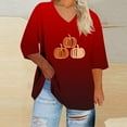thumbnail image 2 of IROINNID Women Halloween Printed V Neck Three Quarter Sleeve T Shirt Casual Loose Fit Top Comfortable Soft Fabric Trendy Fall Apparel for Everyday Wear Party(Red#1,L), 2 of 4