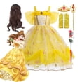 thumbnail image 2 of Disney-vestido de princesa Bella para niña, vestido de baile Floral, disfraz de Bella y La Bestia, fiesta de Halloween, 2 of 5