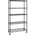 thumbnail image 4 of Tcbosik 5-Tier Wire Shelf on Wheels, Mobile Storage Rack with Adjustable Shelves, NSF Certified, Easy Assembly for Kitchen, Pantry or Workshop, Black, 4 of 9