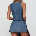thumbnail image 6 of Women'S 2 Piece Denim Outfits Tie Up Sleeveless Top Shorts Set Tracksuit Y2k Two Piece Jeans Set Vacation Outfits Blue M, 6 of 8