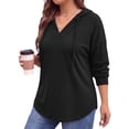 thumbnail image 3 of WellSize Womens Plus Size Hoodies Trendy Drawstring Sweatshirts for Women Casual V Neck Tops Fall Lightweight Pullover, 3 of 8
