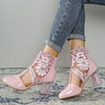 thumbnail image 3 of Women's Ankle Booties Embroidered Dress Boots with Block Heel, Back Zipper for Wedding Party, 3 of 15