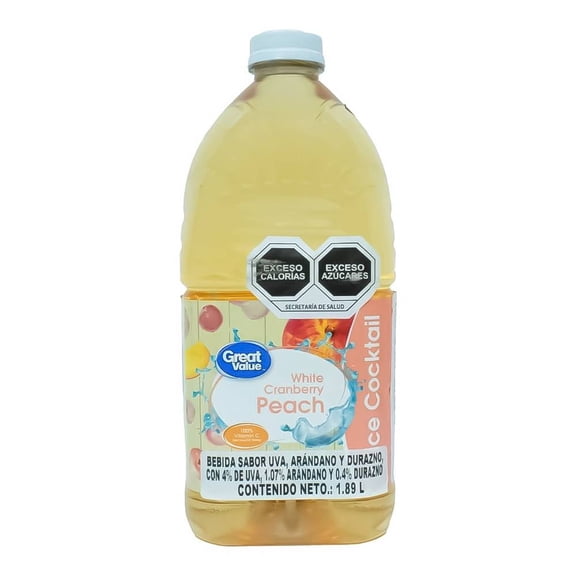 Bebida Great Value sabor arándano y durazno 1.89 l