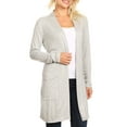 thumbnail image 2 of Women's Long Sleeves Relexed Fit Open Front Side Pockets Solid Cardigan, 2 of 4