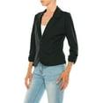 thumbnail image 3 of Moa Collection Women's Fitted Solid Blazer with Button Closure and Ruched Sleeves, 3 of 7