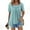 Light Blue, variant on LADIGASU Women's Printed Fake Two Piece Short Sleeve Round-Neck Blouses Top