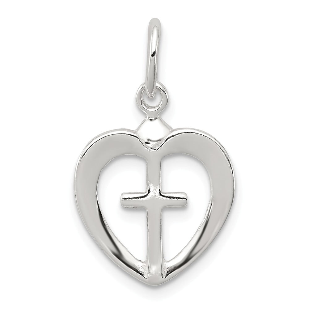 FB Jewels Sterling Silver Cross Heart Charm