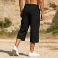 thumbnail image 6 of Oiangi Men's 3/4 Cargo Capris Elastic Waist Drawstring Hike Pants Baggy Open Bottom Summer Capri Pants with Multi-Pocket Black 2XL, 6 of 9