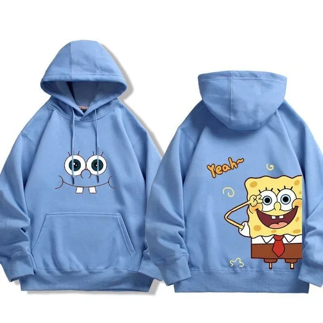 Animation Spongebob Squarepants Cartoon Polyester Sweater for Autumn and Winter Thin or Fleeced Long-Sleeved Hooded Sweatshirt