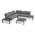 thumbnail image 6 of Kenzie Outdoor 4 Piece Aluminum and Wood V-Shaped Sofa Set with Cushions, Gray, Dark Gray, 6 of 6